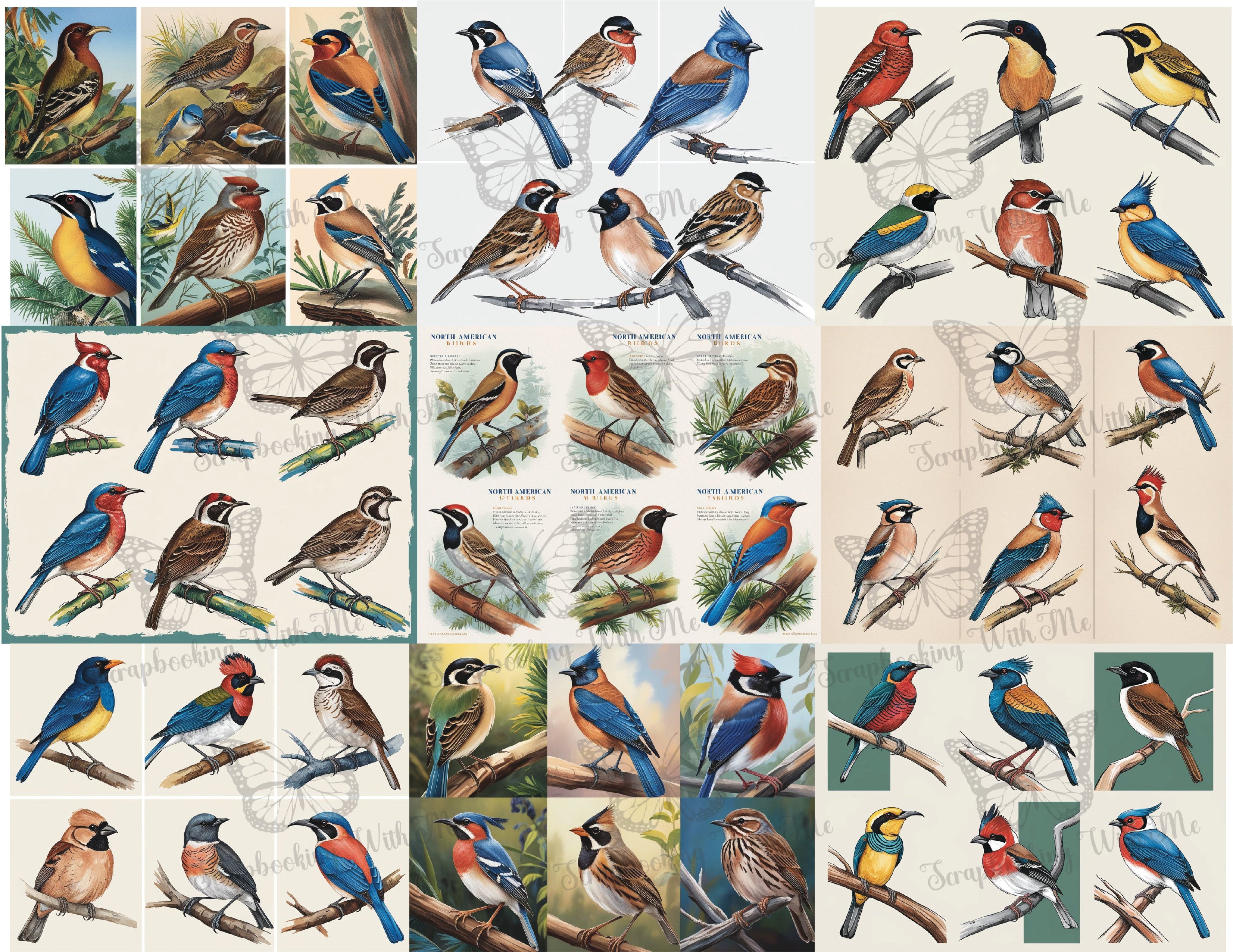PRINT & SHIP Birds of North, South America and Europe 10 pages