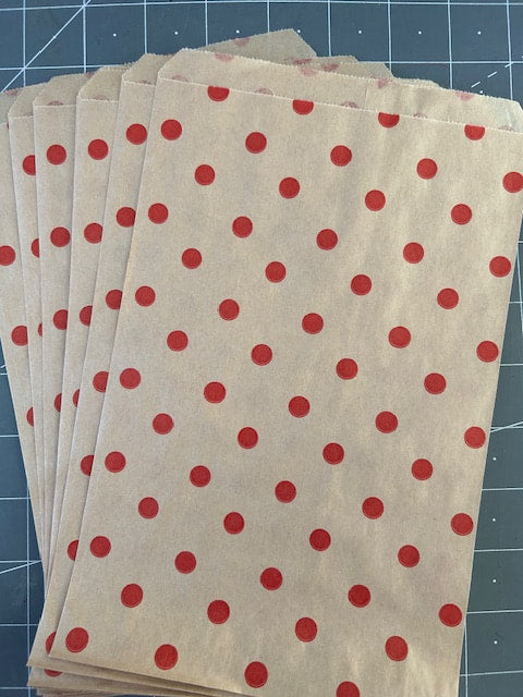 10 pack Polka Dot Paper Bags 6"x9" Journal Tools