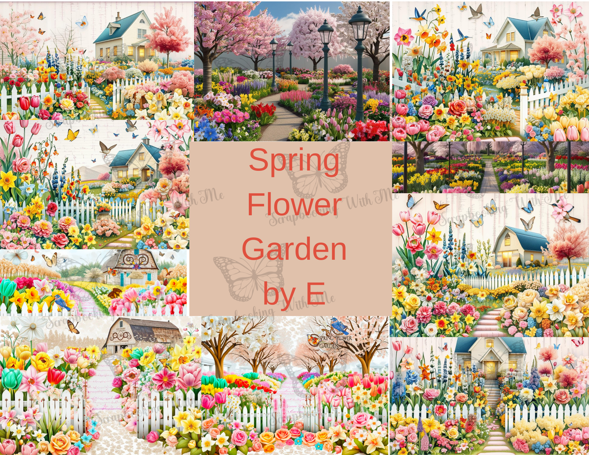 Spring Flower Garden by E 25 pages digital download