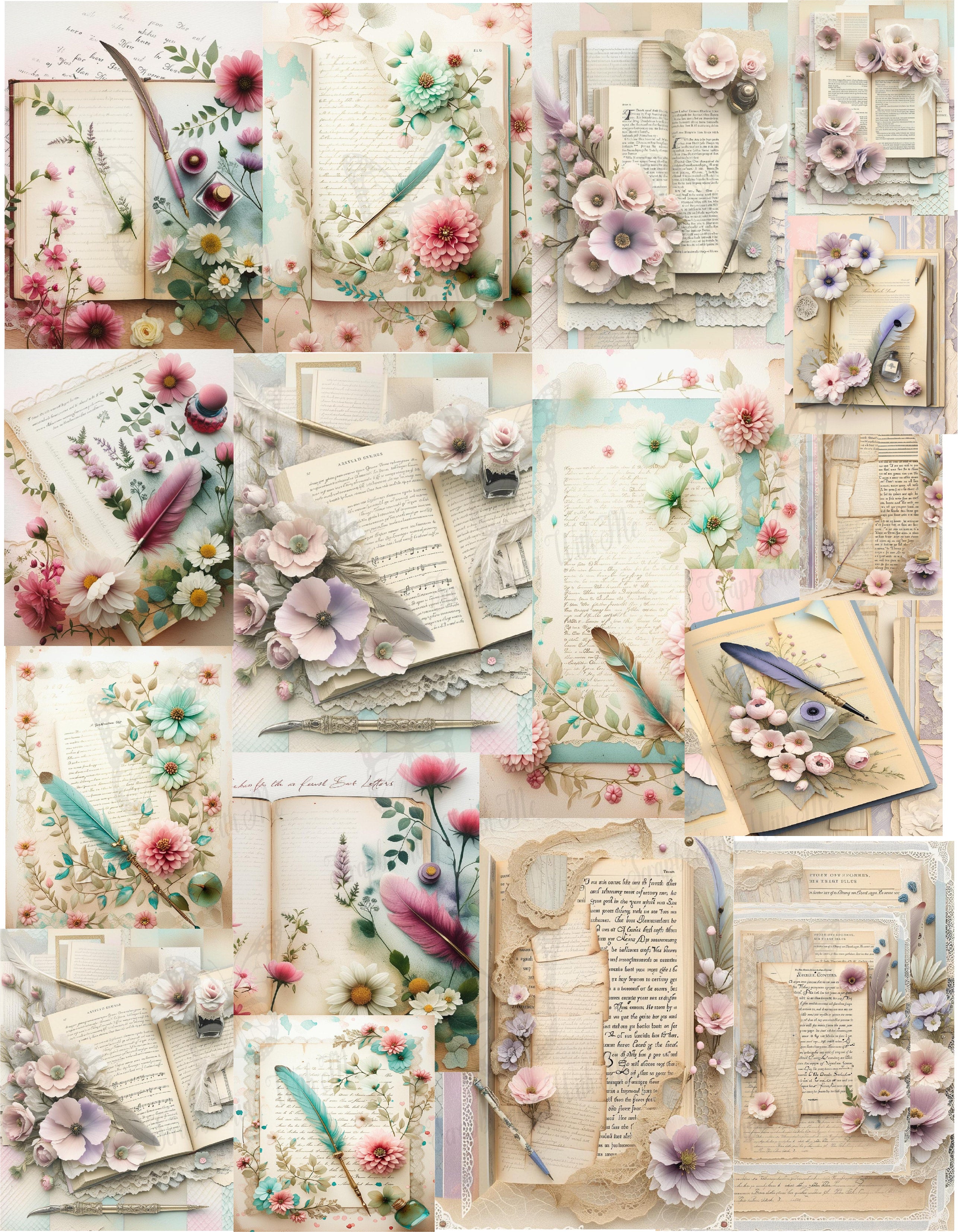 Tall Floral Journal ~ Digital Download 11"x8.5