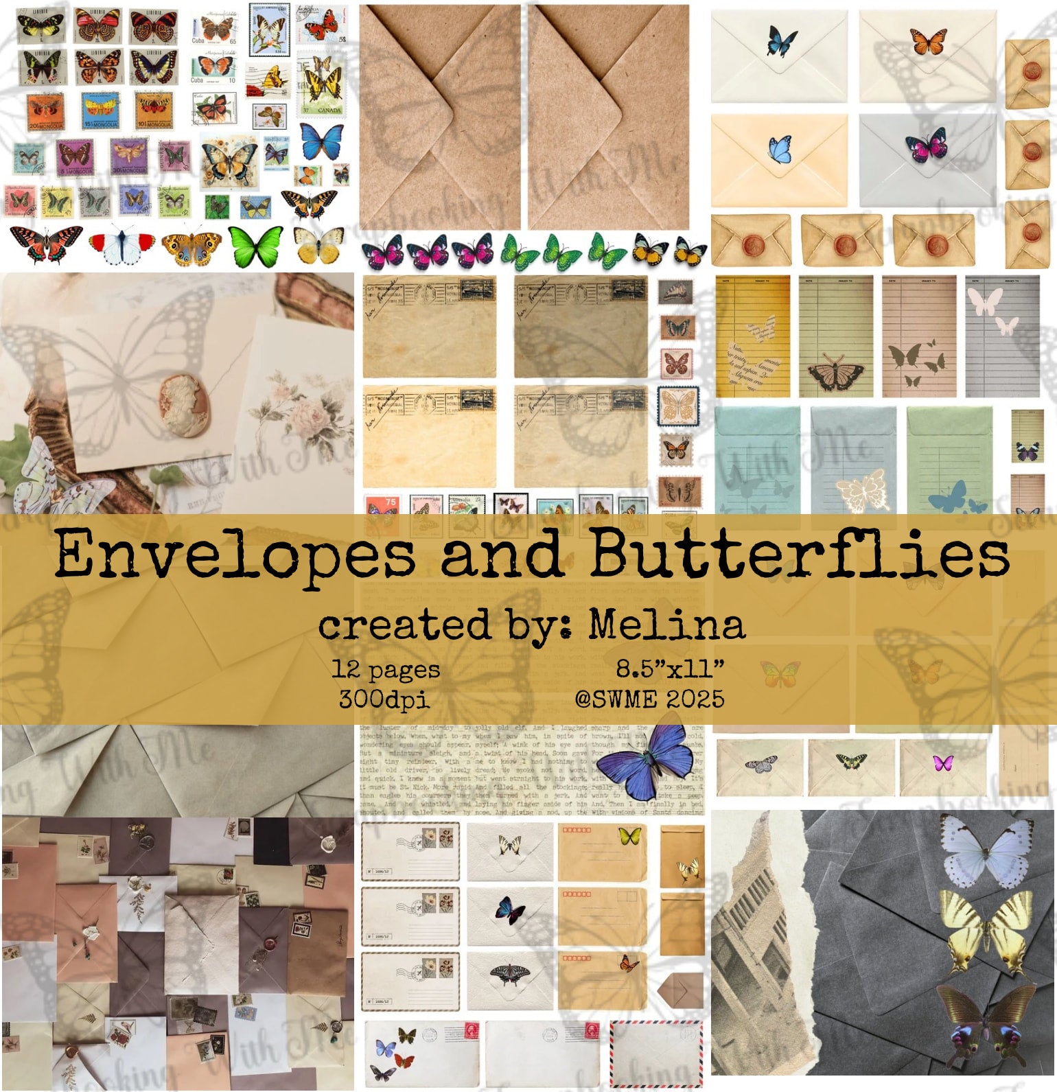 Envelopes and Butterflies digital by M 12 pages