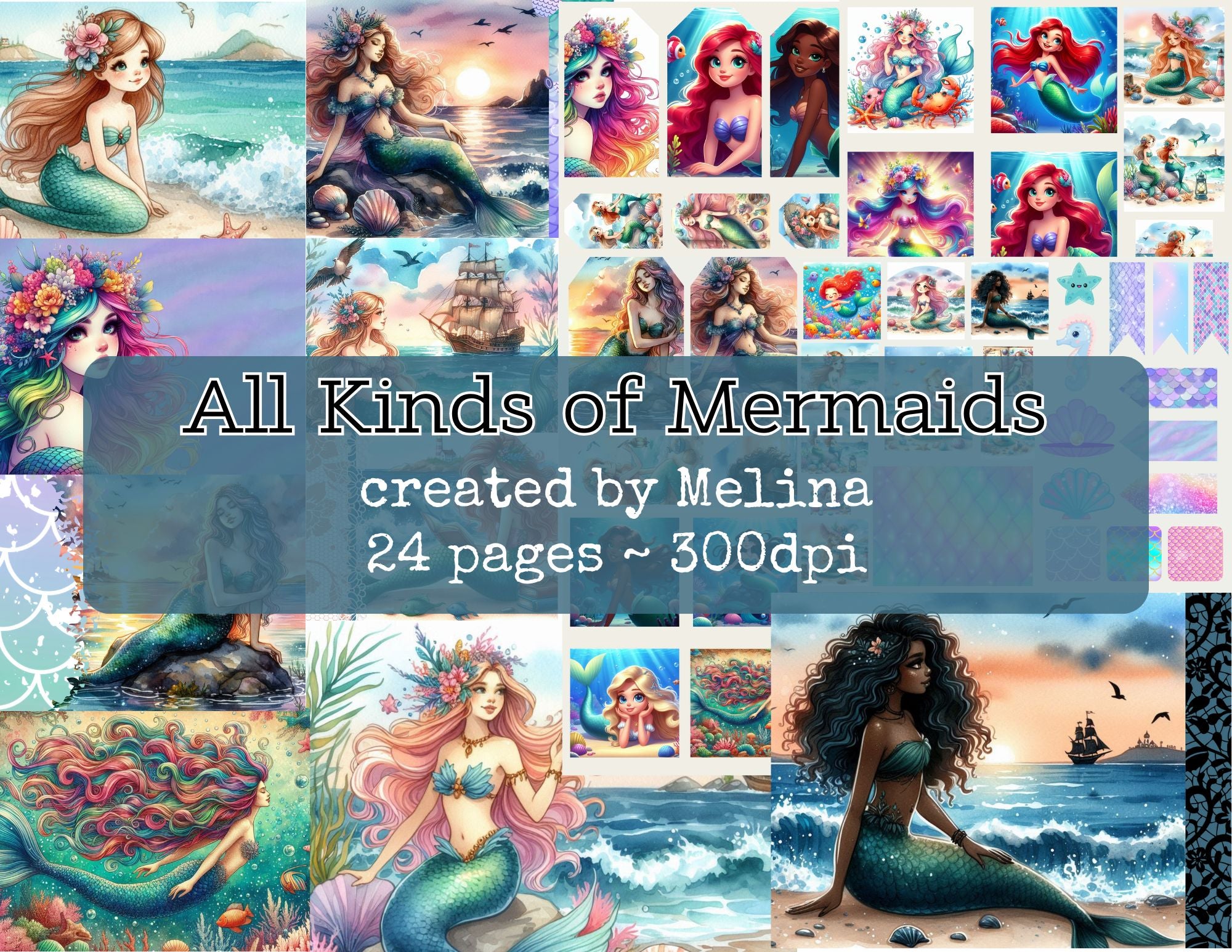 All Kinds of Mermaids 24 pages by M digital download
