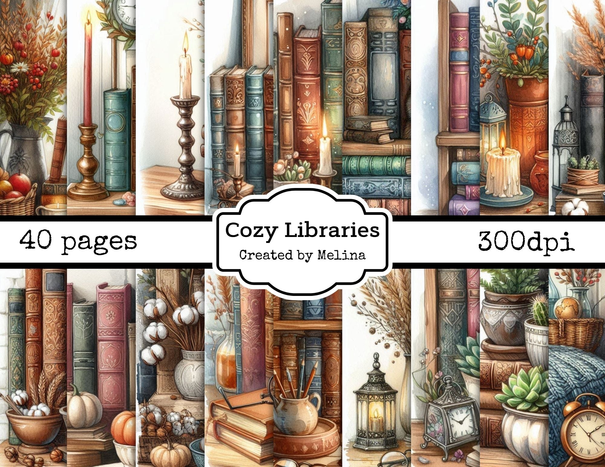Cozy Libraries by M 40 Pages Digital Download