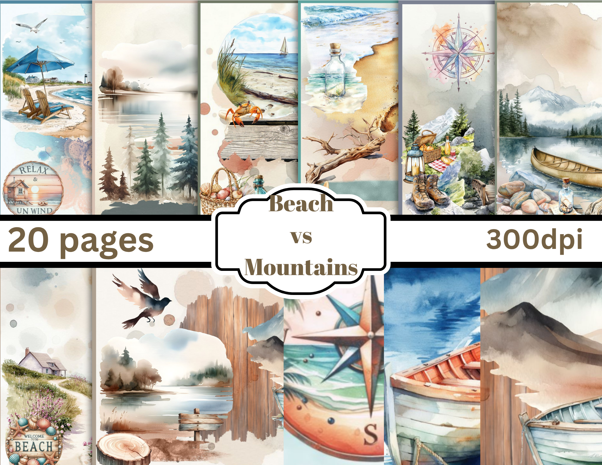 Beach vaca vs Mountain vaca by Elisha 20 pgs digital download