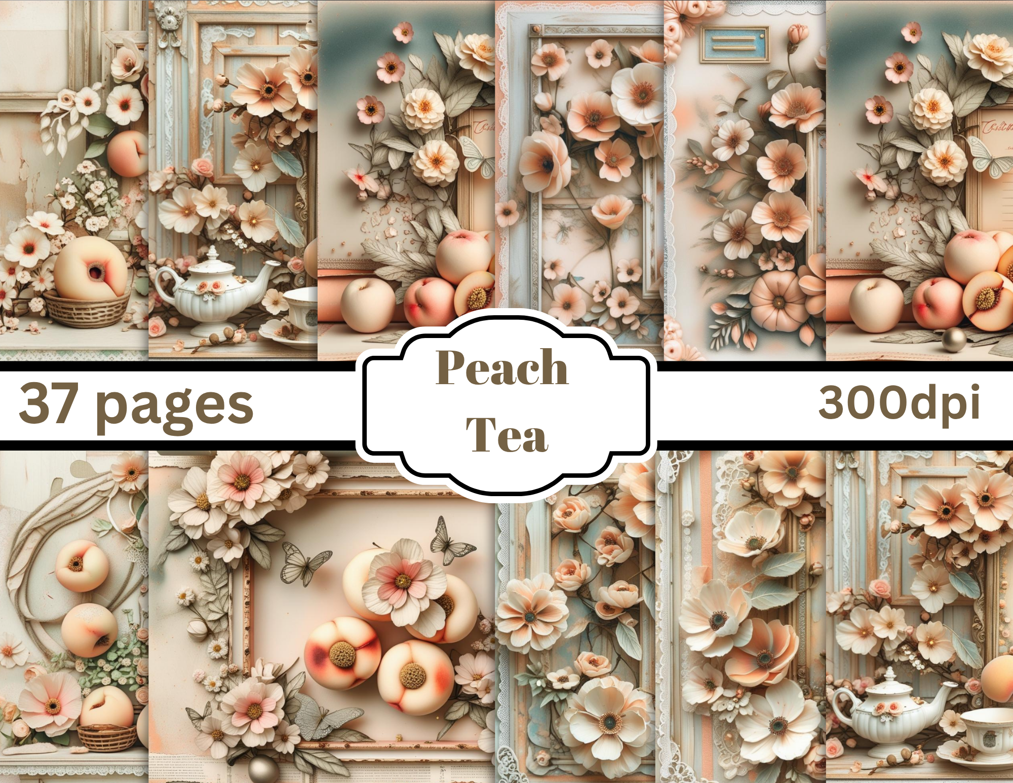 PRINT AND SHIP Peach Tea Digital kit 37 pages by E
