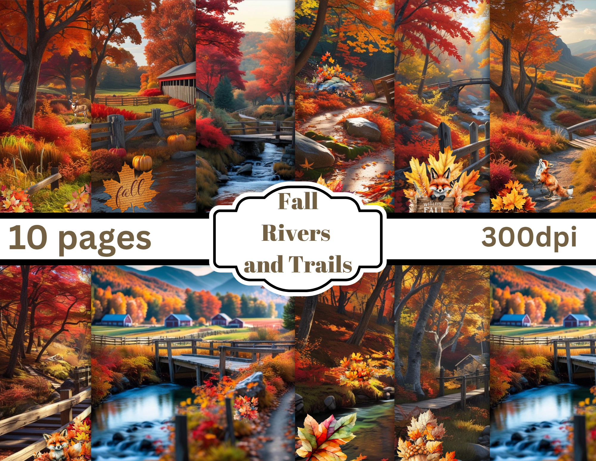 Fall Rivers and Trails 10 pages by Elisha Digital Download