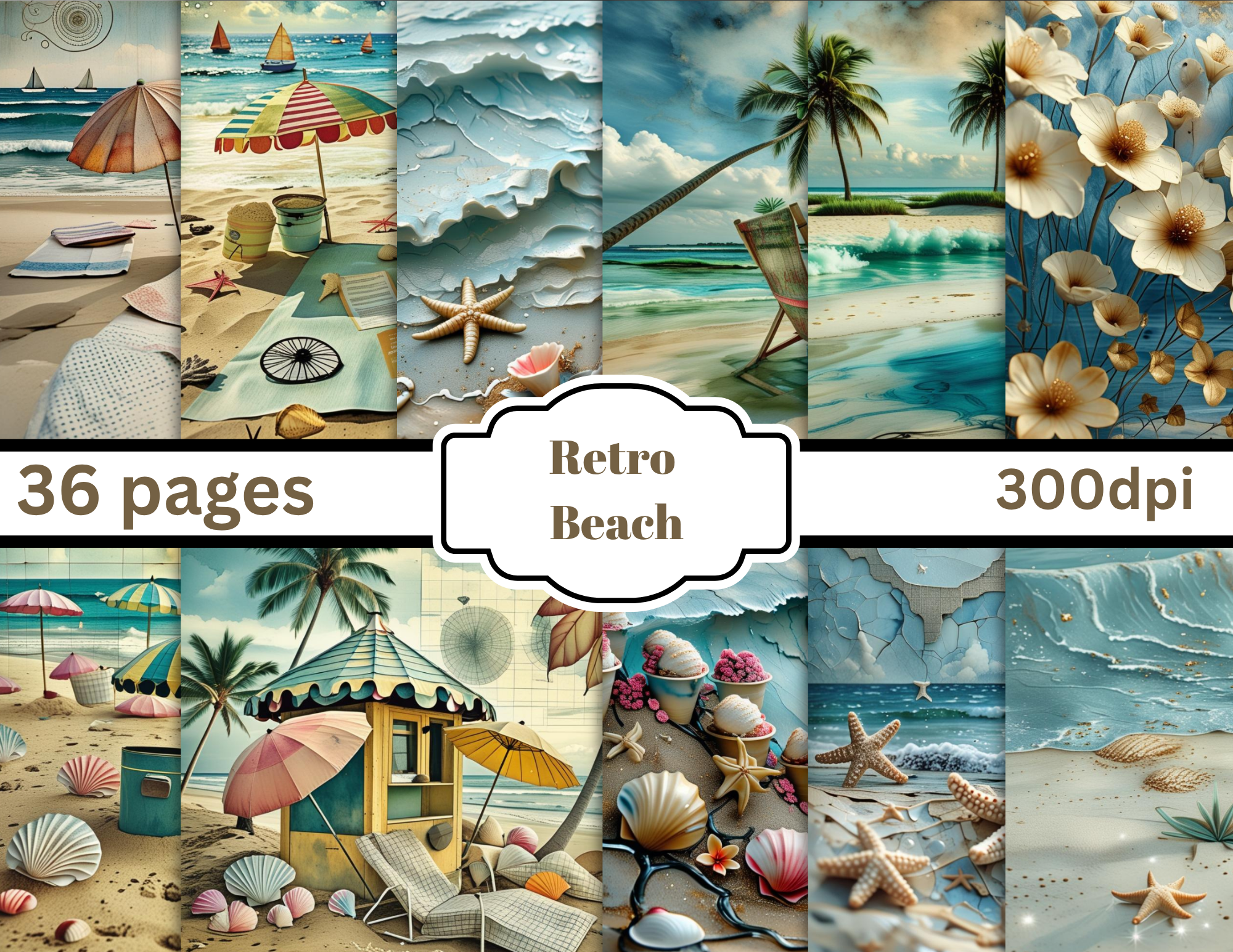 Print & Ship Rhonda's Lazy Summer Retro Beach 35 pg digital download