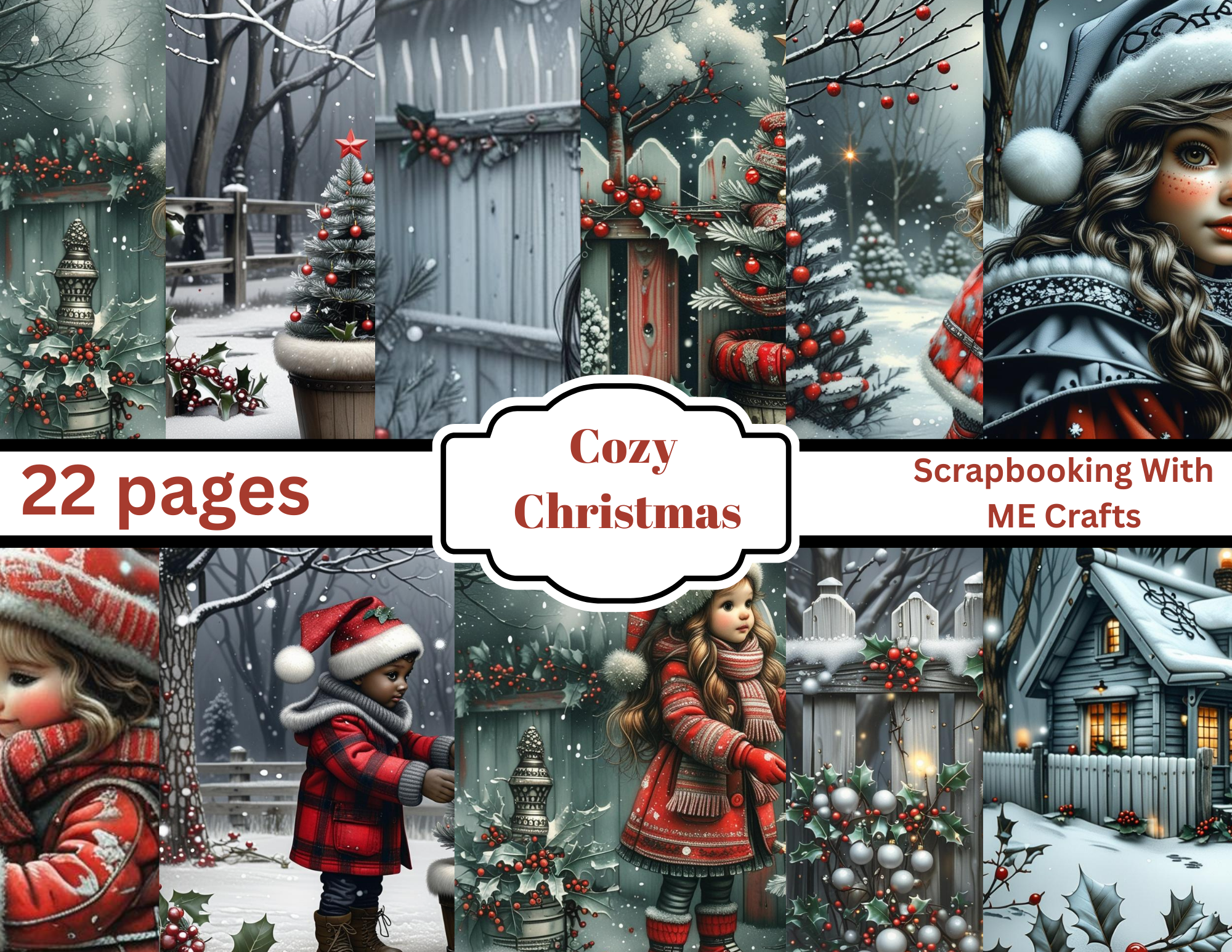 PRINT AND SHIP Cozy Christmas digital download 22 pgs by E