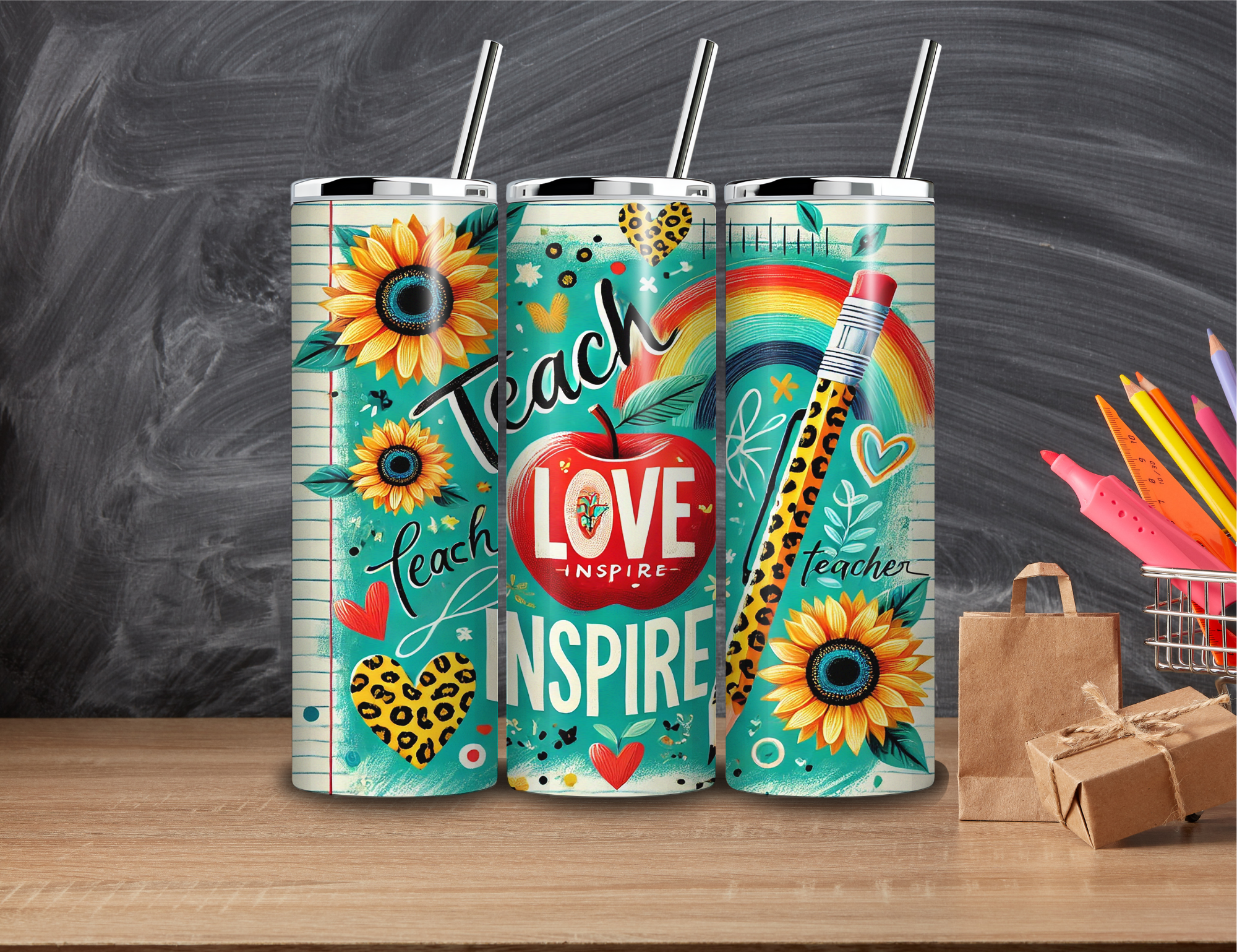 DESIGN TEACHER INSPIRE 20 oz Insulated Tumbler with straw and straw cleaner