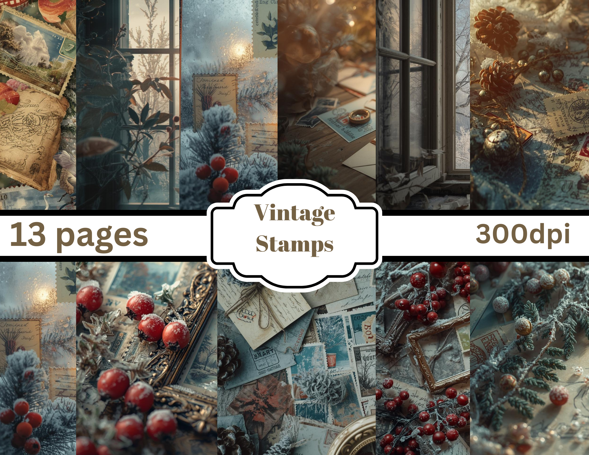 Vintage Christmas Stamp Digital Download by E **order separately from physical items**