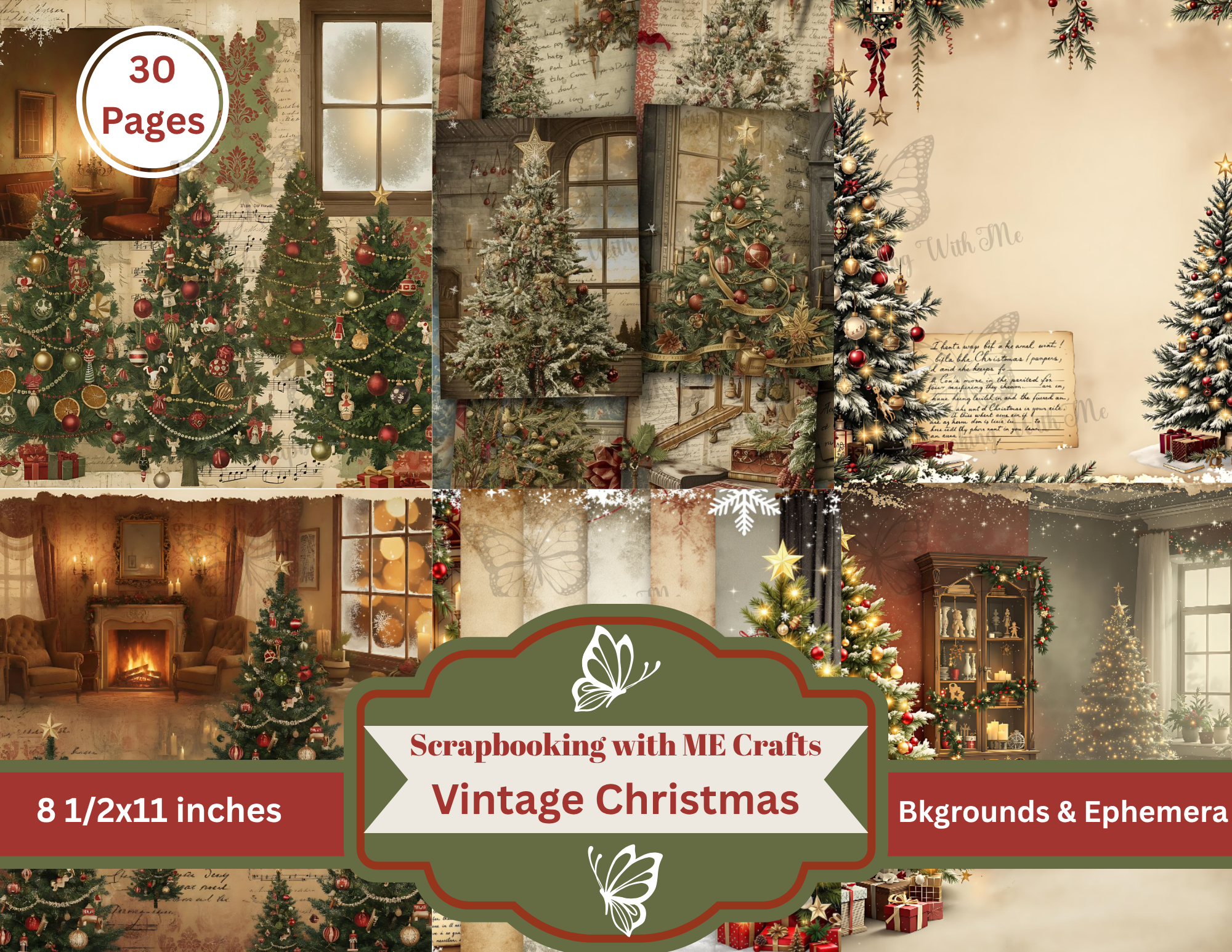 PRINT AND SHIP Vintage Christmas by E 30 pages **LOTS OF EPHEMERA