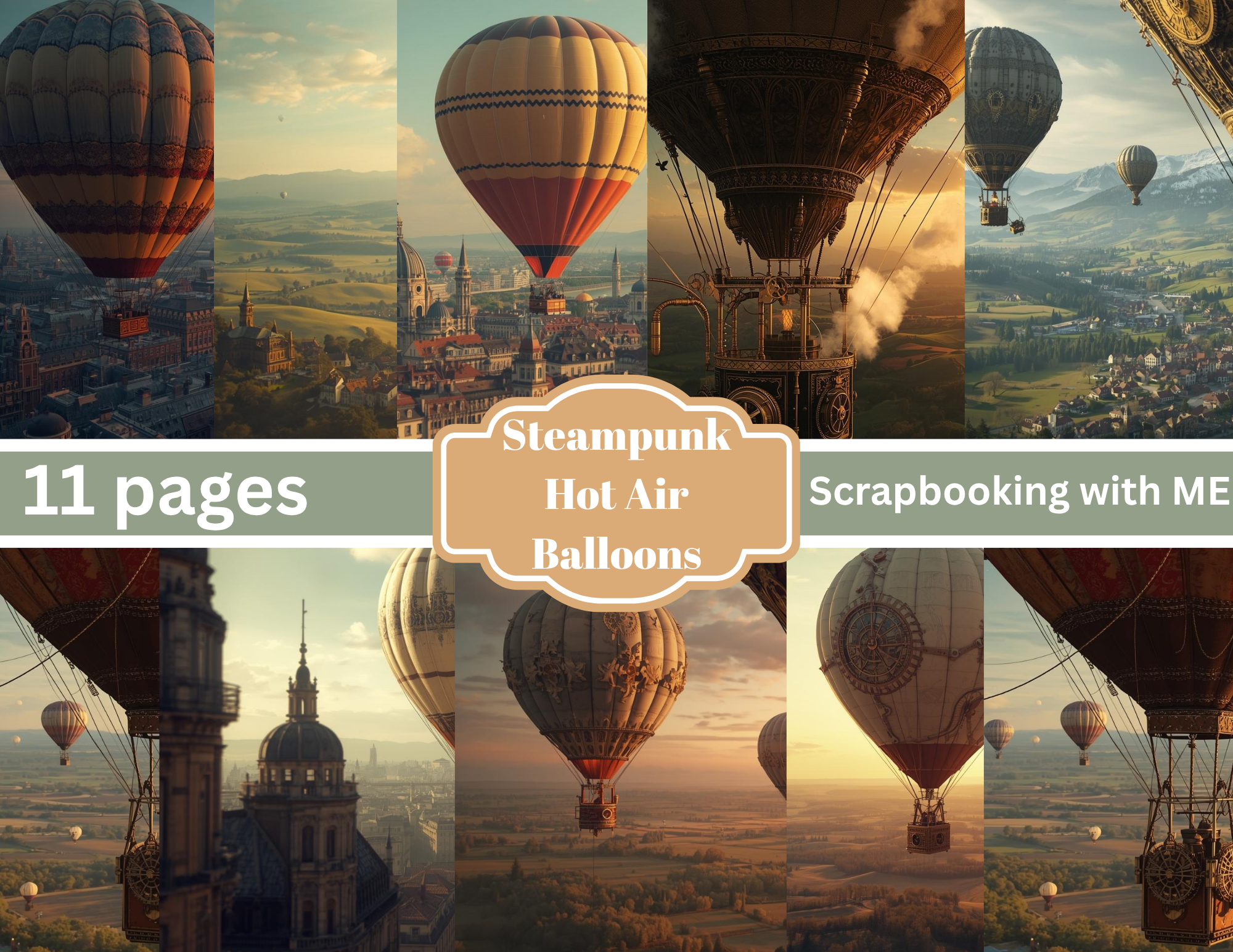 PRINT AND SHIP Steampunk Hot Air Balloons by Elisha 23 pages