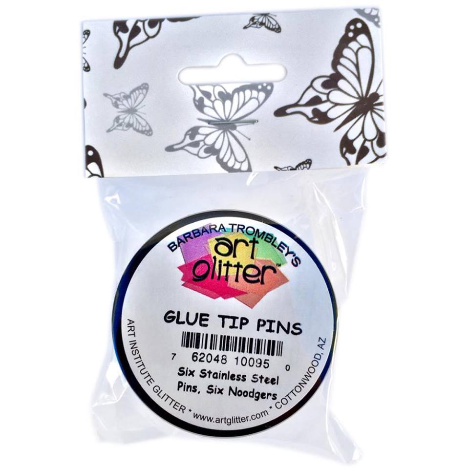 Art Glitter Glue Tip Pins-Six Stainless Steel Pins, Six Noodgers